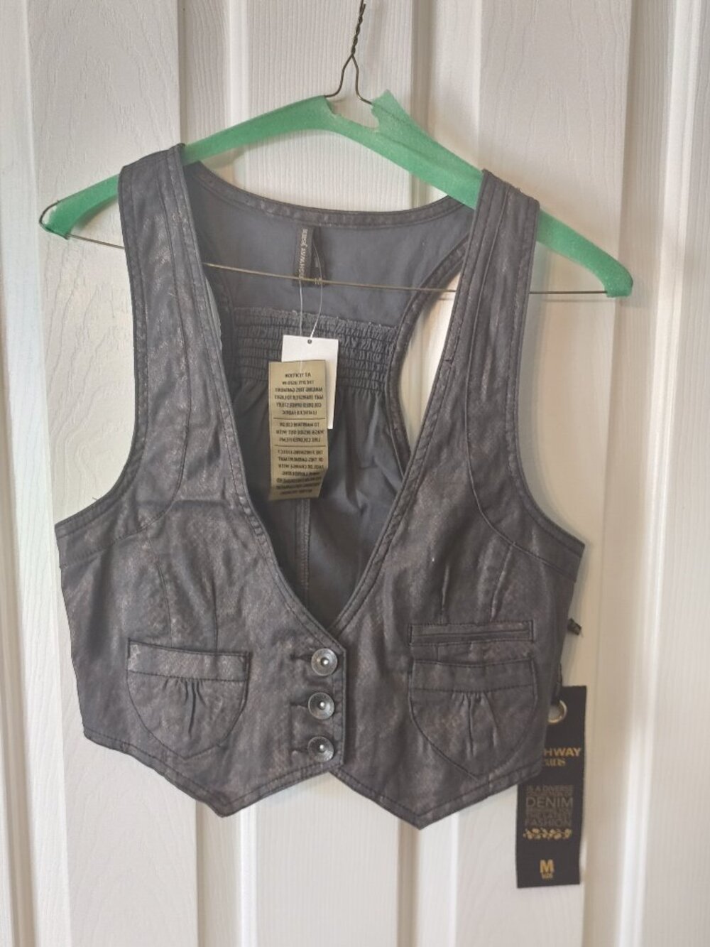NEW WITH TAGS – Highway Jeans Women's Black/Dark Gray Cropped Vest – Size Medium
